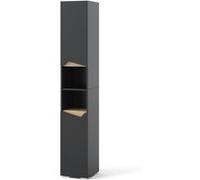 Vicco Meuble de Rangement de Salle de Bain Marelle, Anthracite/Anthracite, 30 x 180 cm avec Portes, et Compartiments Ouverts