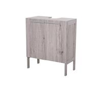 HOMCOM Meuble Salle de Bain sous lavabo - Meuble sous-Vasque - Placard 2 Portes avec étagère - dim. 60L x 30l x 70H cm - MDF Imitation Bois Gris