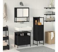 Meuble Salle de Bain Moderne avec Miroir Plat et Rangement Pratique, Ensemble Épuré en Bois d'Ingénierie Résistant, Design Minimaliste pour Décor Contemporain, Facile