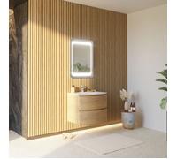 MEUBLE SALLE DE BAIN MURAL COURBE 70CM CHÊNE MIEL AVEC VASQUE EN RÉSINE | LOS ANGELES