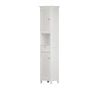 Meuble salle de bain Riad, 32x170cm avec portes, tiroir et compartiment ouvert, Blanc, Blanc, Vicco