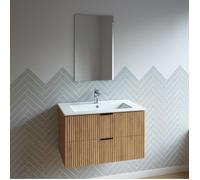 Meuble salle de bain simple vasque 80cm bois MDF ondulé