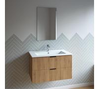 Meuble salle de bain simple vasque 80cm bois MDF ondulé