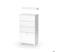 Meuble de rangement de salle de bain Sola, 60.2x113cm avec 4 tiroirs, Blanc, Blanc, Vicco