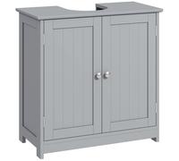 kleankin Meuble Salle de Bain sous lavabo - Meuble sous-Vasque - Placard 2 Portes avec étagère - dim. 60L x 30l x 60H cm - en Bois Gris