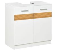 Meuble salle de bain sous lavabo - kleankin - style cosy chic - avec 2 portes étagère - dim. 60L x 30l x 60,5H cm blanc