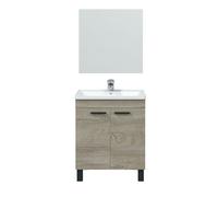 Meuble salle de bain Sous-Vasque 50 cm + Miroir coloris Alaska chêne à nœuds - Longueur 50 x Hauteur 80 x Profondeur 40 cm