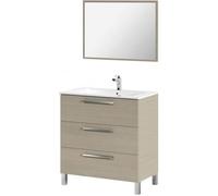 Meuble salle de bain sous vasque salle de bain avec 3 Tiroirs + 1 Miroir chêne clair - Longueur 80 x Profondeur 45 x Hauteur 86 cm