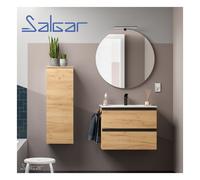 Meuble salle de bain suspendu 2 tiroirs chêne africain SPIRIT 600 - SALGAR 91586