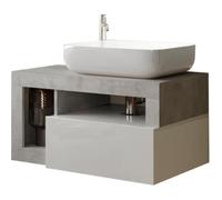 Meuble salle de bain suspendu Ancona 1 Tiroir + 2 niches + vasque à poser - Largeur 78 cm