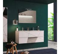 Meuble salle de bain suspendu ARREDOBAGNO CAMPANELLI Miroir - 2 tiroirs + double vasque 120cm