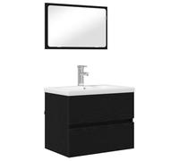 Meuble Salle de Bain Suspendu en Bois d'Ingénierie avec Miroir et Tiroirs, | Lignes épurées, montage mural gain de place, miroir inclus, poignées métal robustes, entretien facile, design contemporain