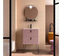 Meuble salle de bain UNIIQ 600 2 tiroirs Rose blush H540 P450 - SALGAR 119872