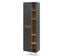 Vicco Meuble Salle de Bain Viola, Anthracite, 50x170cm | avec portes, et compartiments ouverts, adapté à la fixation murale et combinable avec d'autres meubles Viola