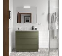 Meuble salle de bains 100cm 3 tiroirs Green Satin ATTILA - SALGAR 105223