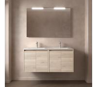 Meuble salle de bains 120cm 4 portes Chêne Naturel NOJA - SALGAR 105092