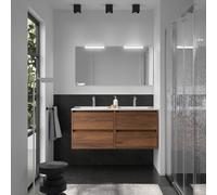 Meuble salle de bains 120cm 4 tiroirs et miroir Noyer Maya NOJA - SALGAR 105443