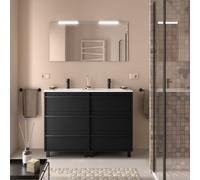 Meuble salle de bains 120cm 6 tiroirs Black Satin ATTILA - SALGAR 105230