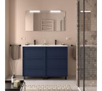 Meuble salle de bains 120cm 6 tiroirs Blue Satin ATTILA - SALGAR 105231
