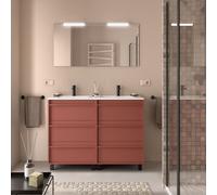 Meuble salle de bains 120cm 6 tiroirs Red Satin ATTILA - SALGAR 105233