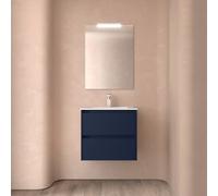 Meuble salle de bains 60cm 2 tiroirs et miroir Blue Satin NOJA - SALGAR 105375