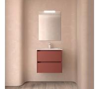 Meuble salle de bains 60cm 2 tiroirs et miroir Red Satin NOJA - SALGAR 105377