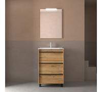 Meuble salle de bains 60cm 3 tiroirs Chêne Africain ATTILA - SALGAR 105210