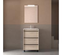 Meuble salle de bains 60cm 3 tiroirs Chêne Naturel ATTILA - SALGAR 105209