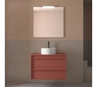 Meuble salle de bains 80cm 2 tiroirs Red Satin ATTILA - SALGAR 104958
