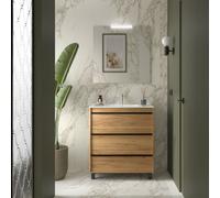 Meuble salle de bains 80cm 3 tiroirs Chêne Africain ATTILA - SALGAR 105218