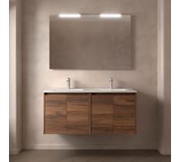 Meuble salle de bains et miroir 120cm 4 portes Portes Noyer Maya NOJA - SALGAR 105308