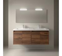 Meuble salle de bains et miroir 140cm 4 portes Noyer Maya NOJA - SALGAR 105317