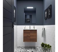 Meuble salle de bains et miroir 60cm 2 portes Noyer Maya NOJA - SALGAR 105281