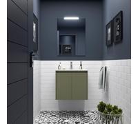 Meuble salle de bains et miroir 70cm 2 portes Green Satin NOJA - SALGAR 105286