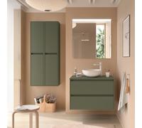 Meuble salle de bains et plan de toilette 100cm 2 tiroirs Green Satin NOJA - SALGAR 105511