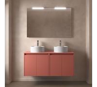 Meuble salle de bains et plan de toilette 120cm 4 portes Red Satin NOJA - SALGAR 105566