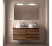 Meuble salle de bains et plan de toilette 120cm 4 tiroirs Noyer Maya NOJA - SALGAR 105524