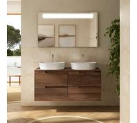 Meuble salle de bains et plan de toilette 120cm 4 tiroirs Noyer Maya VIMA - SALGAR 113507