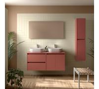 Meuble salle de bains et plan de toilette 140cm 2 tiroirs 2 portes Red Satin NOJA - SALGAR 113479