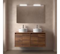 Meuble salle de bains et plan de toilette 140cm 4 portes Noyer Maya NOJA - SALGAR 105578