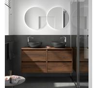 Meuble salle de bains et plan de toilette 140cm 4 tiroirs Noyer Maya NOJA - SALGAR 105533