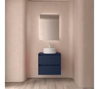 Meuble salle de bains et plan de toilette 60cm 2 tiroirs Blue Satin NOJA - SALGAR 105456