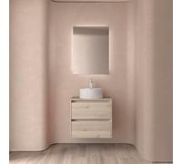 Meuble salle de bains et plan de toilette 60cm 2 tiroirs Chêne Naturel NOJA - SALGAR 105459