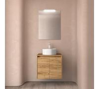 Meuble salle de bains et plan de toilette 70cm 2 portes Chêne Africain NOJA - SALGAR 105550