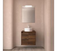 Meuble salle de bains et plan de toilette 70cm 2 portes Noyer Maya NOJA - SALGAR 105551