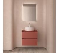 Meuble salle de bains et plan de toilette 70cm 2 tiroirs Red Satin NOJA - SALGAR 105467