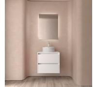 Meuble salle de bains et plan de toilette 70cm 2 tiroirs White Satin NOJA - SALGAR 105463