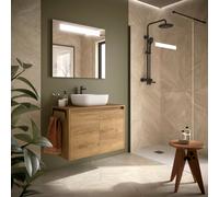 Meuble salle de bains et plan de toilette 80cm 2 portes Blanc Brillant NOJA - SALGAR 105559