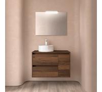 Meuble salle de bains et plan de toilette 85cm 2 tiroirs 1 porte à droite Noyer Maya NOJA - SALGAR 105488