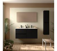 Meuble salle de bains et plan de vasque 120cm 2 tiroirs 2 portes Black Satin NOJA - SALGAR 113449